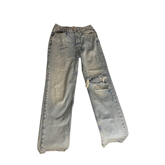 Free People We The Free Distressed Straight Leg Jeans Women’s 26 Light Wash - Picture 2 of 7